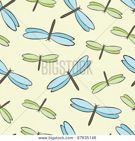 seamless pattern with dragonflies
