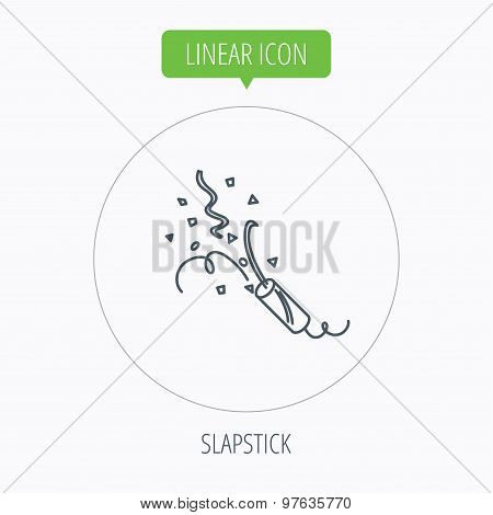 Shooting slapstick icon. Celebration sign.