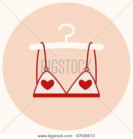 Fashion bra in red color on the hanger
