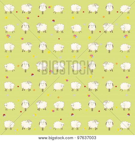 background With Lambs On A Green Background