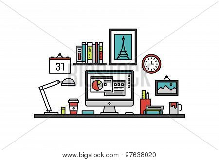 Manager Workplace Line Style Illustration