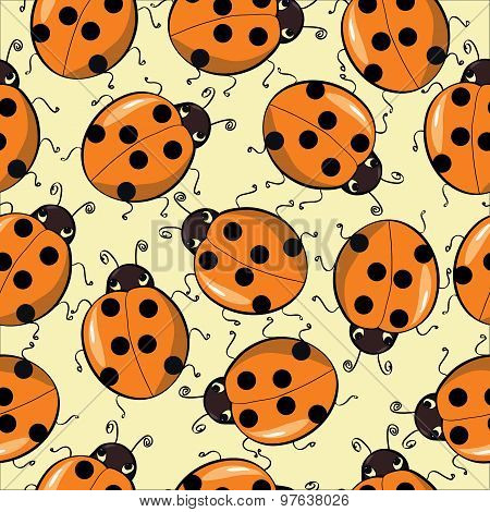 seamless background with ladybirds