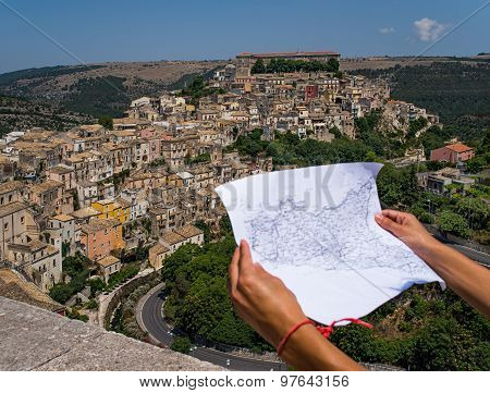 Ragusa Ibla Cityscape. Sicily, Italy.