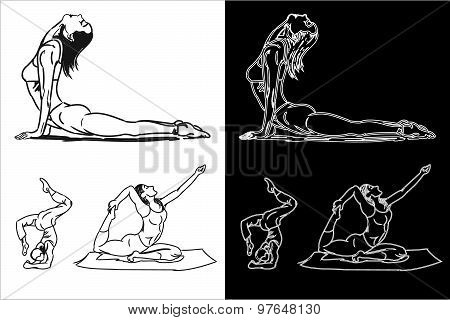 Yoga (the Girl Performs An Exercise - Asana)