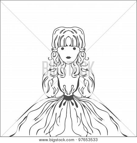 Silhouette Fairy Character Princess With Long Curls