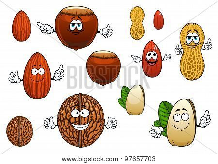 Cartoon isolated funny nuts characters