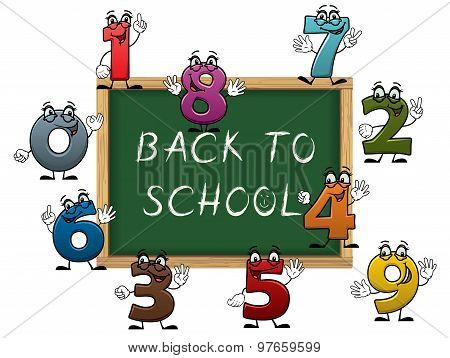 Blackboard surrounded by cartoon numbers