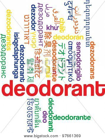 Background concept wordcloud multilanguage international many language illustration of deodorant