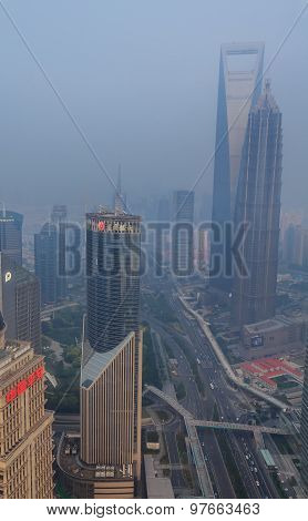 Smog In City Center Of Shanghai