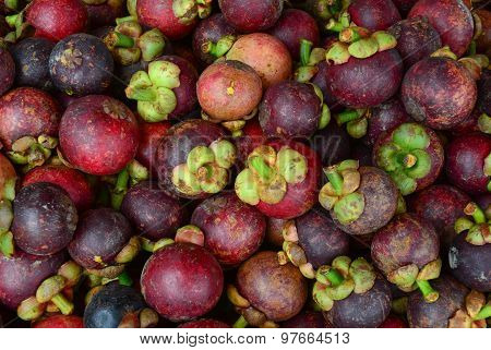 Fresh Organic Mangosteen Fruits At The Market
