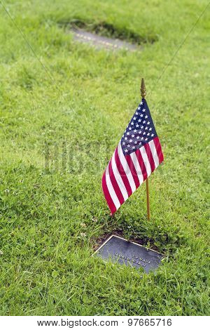 flag on graveside