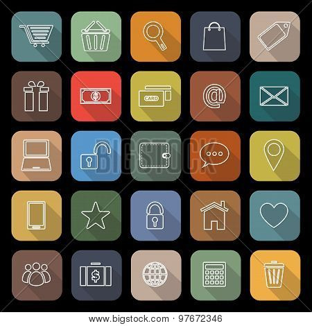 Ecommerce Line Flat Icons With Long Shadow