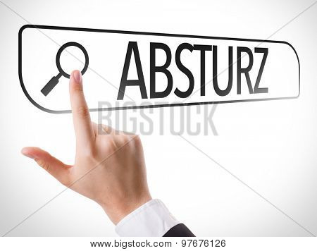 Absturz (Crash) written in search bar on virtual screen