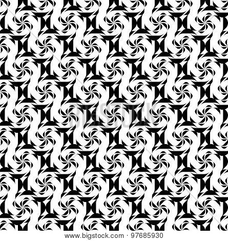 Black And White Geometric Seamless Pattern Twist Stylish, Abstract Background.