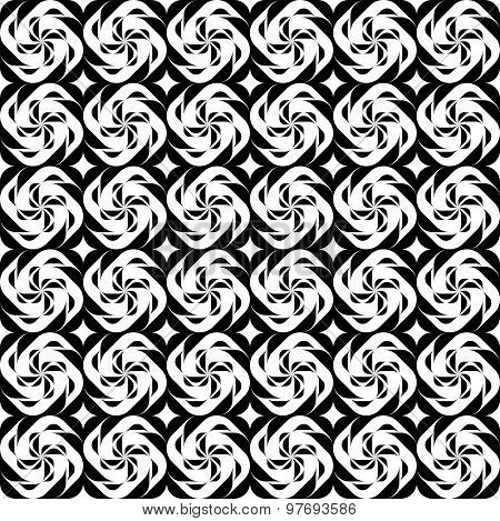 Black And White Geometric Seamless Pattern Twist Stylish, Abstract Background.