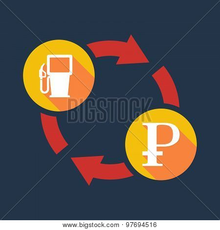 Exchange Sign With A Gas Pump And A Ruble Sign