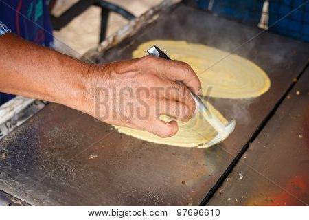 The First Step For Made Kanom Tokyo In Thailand Dessert.