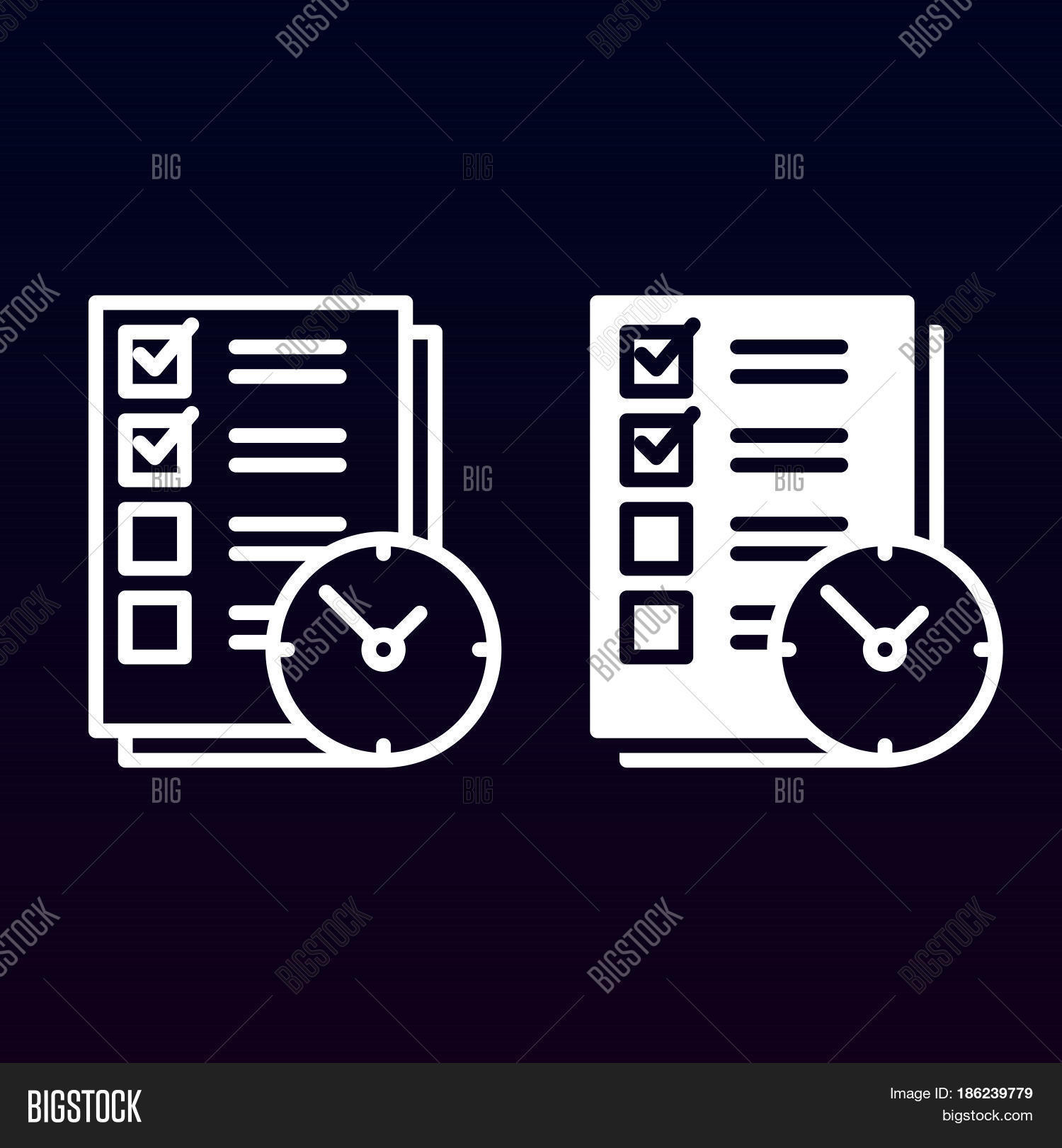 Do List Clock Line Vector & Photo (Free Trial) | Bigstock