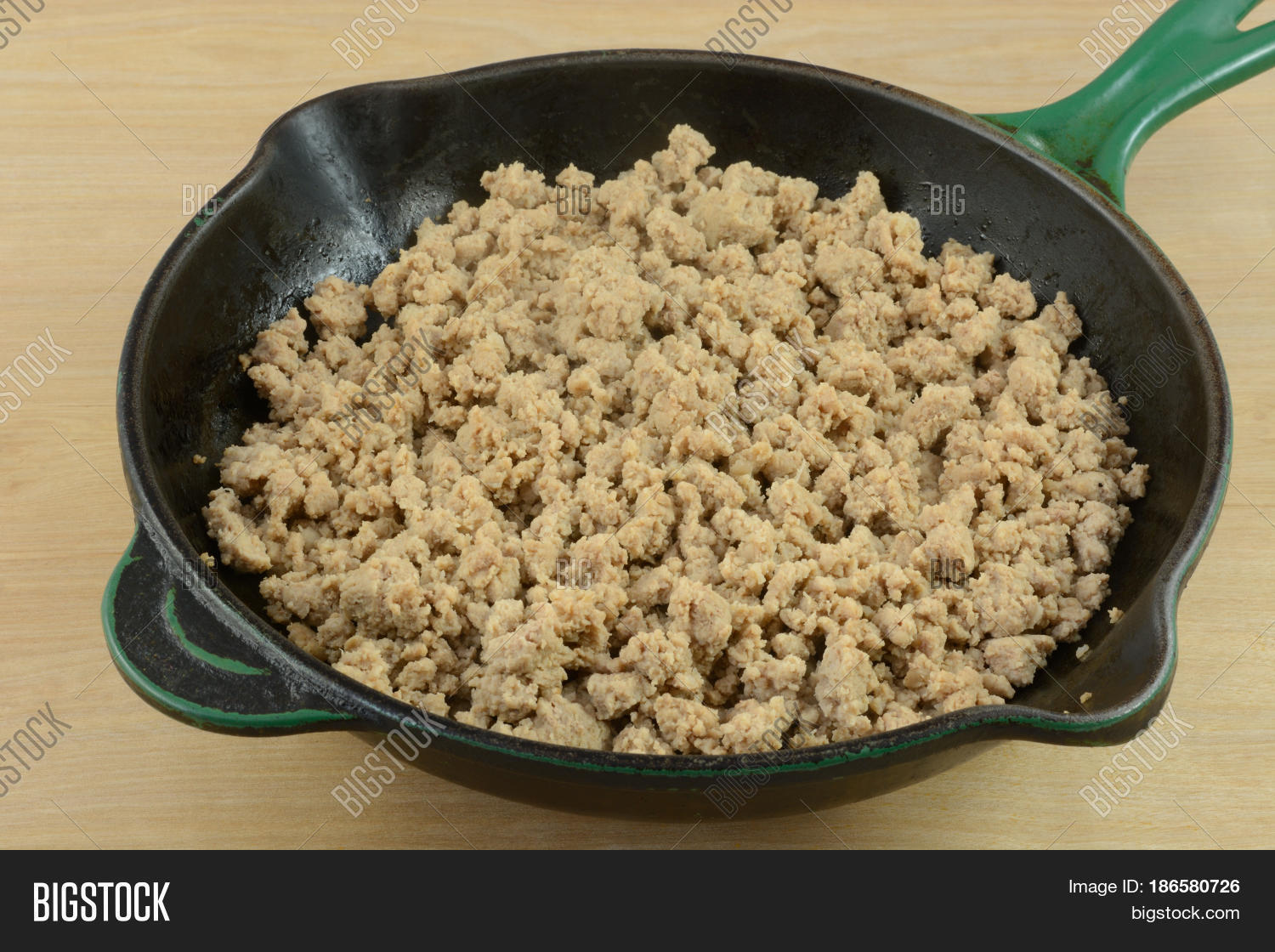 Cooked Ground Turkey Meat Cast Iron Image & Photo Bigstock