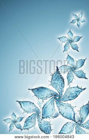 flower made of water splash. 3d rendering