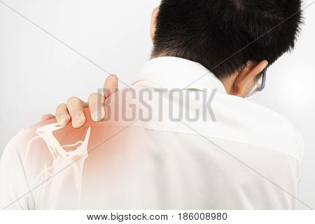 shoulder bone injury white background shoulder pain