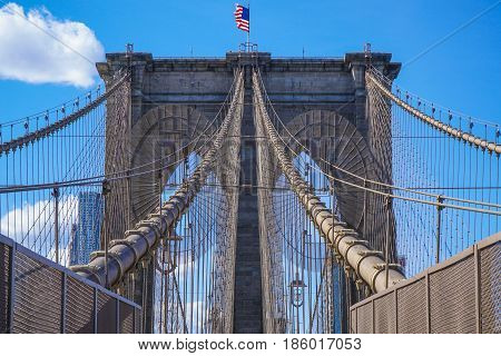 Brooklyn Bridge New York - a famous landmark- MANHATTAN - NEW YORK