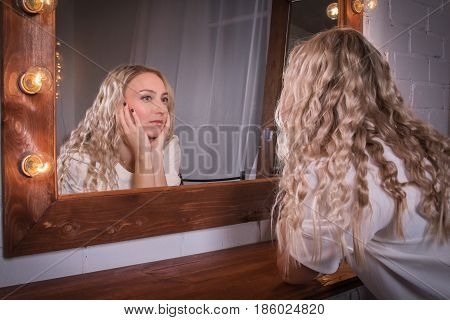 Girl In A Pink Dress In The Room