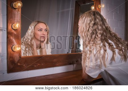 Girl In A Pink Dress In The Room