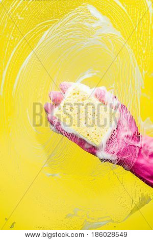 Cleaning conept - hand cleaning window