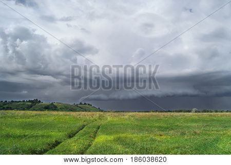 A huge rain cloud over the valley.