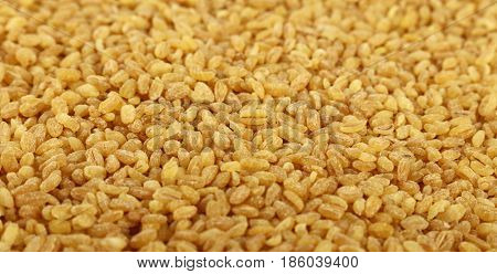 Yellow Bulgur Big Grains Close Up Background