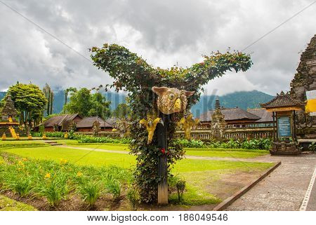 Sculpture Of A Bird. The Bird's Wings Made From The Leaves Of Trees. Bali, Indonesia.
