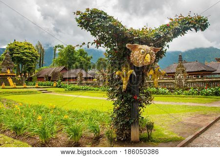 Sculpture Of A Bird. The Bird's Wings Made From The Leaves Of Trees. Bali, Indonesia.