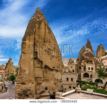 Mountain landscape panoramic view. Cappadocia, Turkey. Goreme national park