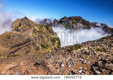 Mountain top Madeira island, Portugal. Peak Ariero Pico Arierio