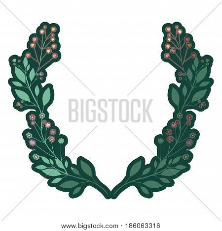 colorful thick contour of decorative branches forming half crown vector illustration