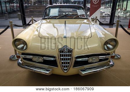 STUTTGART GERMANY - MARCH 02 2017: Sports car Alfa Romeo 1900C Super Sprint Coupe Lugano 1957. Europe's greatest classic car exhibition 