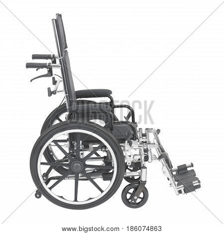 Reclining Wheelchair With Padded Arms And Elevating Leg Rest  Isolated On White Background. Medical
