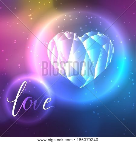Low poly crystal bright heart. Good for Valentine s day gifts packs wallpaper invitations