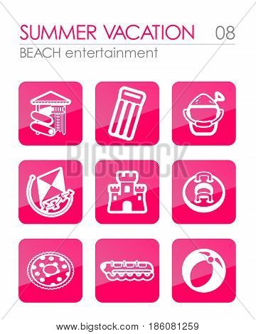 Beach entertainment outline vector icon set. Summer time. Vacation eps 10