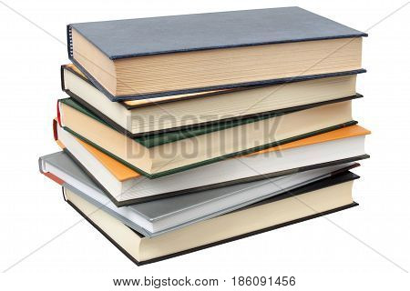 Short stack of books isolated on white background