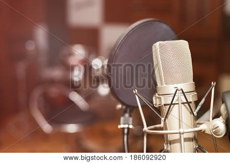 Microphone in a recording studio, professional recording equipment