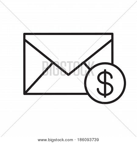 Salary letter linear icon. Email letter notification. Thin line illustration. Money transaction contour symbol. Vector isolated outline drawing