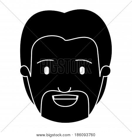 silhouette black front view face man with beard vector illustration