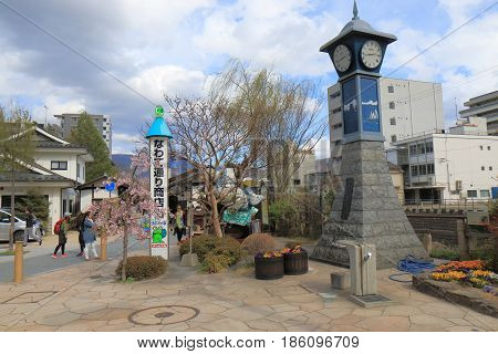 NAGANO JAPAN - APRIL 19, 2017: Unidentified people visit historical Nawate street in Matsumoto.