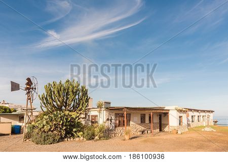 LANGEBAAN SOUTH AFRICA - APRIL 1 2017: A well-known restaurant Boesmanland Plaaskombuis at Mykonos in Langebaan a town on the Atlantic Coast of the Western Cape Province