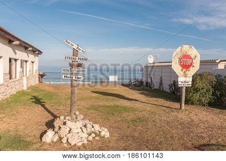 LANGEBAAN SOUTH AFRICA - APRIL 1 2017: Funny signs at Boesmanland Plaaskombuis a restaurant at Mykonos in Langebaan a town on the Atlantic Coast of the Western Cape Province