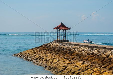Beautiful Gazebo Pavilion On The Beach Benoa. Bali, Indonesia.tanjung Benoa. Nusa Dua.