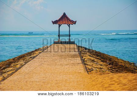 Beautiful Gazebo Pavilion On The Beach Benoa. Bali, Indonesia.tanjung Benoa. Nusa Dua.