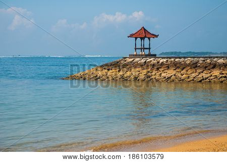 Beautiful Gazebo Pavilion On The Beach Benoa. Bali, Indonesia.tanjung Benoa. Nusa Dua.